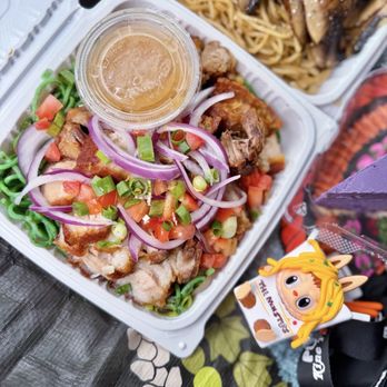 Adela’s Country Eatery - Popular combination: Lechon (Pork Belly) Malunggay Pasta. Bomb! $29.98 - Hawaiian Near Me - Kaneohe, Hawaii