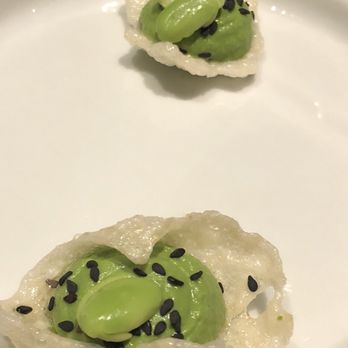 S.K.Y. - Amuse Bouche - avocado and sesame on rice cracker - New American Near Me - Chicago, Illinois