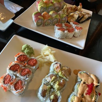 Fujiyama Mama - Sushi Two spicy tuna rolls Two rainbow rolls One Philly roll One volcano roll One shrimp tempura roll with cream cheese Yum! - Japanese Near Me - Westfield, New Jersey Fujiyama Mama - Sushi Two spicy tuna rolls Two rainbow rolls One Philly roll One volcano roll One shrimp tempura roll with cream cheese Yum! - Japanese Near Me - Westfield, New Jersey