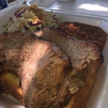 InfiniteBBQ - Shaded brisket and pulled pork with coleslaw and baked beans. - Food Trucks Near Me - Lindale, Texas