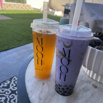 Moon Tea - Mango green tea/taro milk tea - Bubble Tea Near Me - Banning, California Moon Tea - Mango green tea/taro milk tea - Bubble Tea Near Me - Banning, California