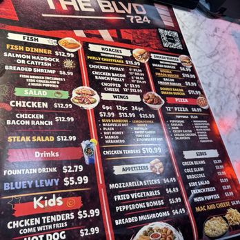 The BLVD 724. - Menu - Cheesesteaks Near Me - Farrell, Pennsylvania