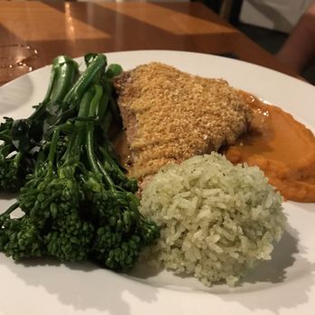 Postcards Restaurant - Wasabi crusted ahi tuna with sweet potato, rice and broccolini - best ahi my boyfriend has ever had, and he eats a lot of tuna. - Seafood Near Me - Hanalei, Hawaii