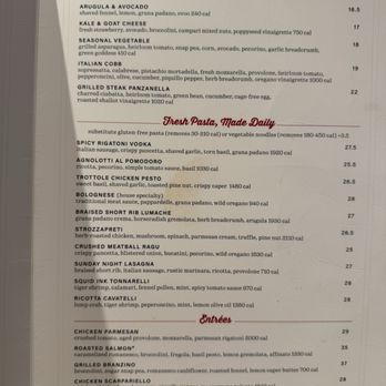 North Italia - Menu as of May 2026 - Italian Near Me - Brea, California