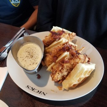 Nick's On 2nd - Fried Chicken and Waffles ($19) so juicy and crispy - New American Near Me - Long Beach, California Nick's On 2nd - Fried Chicken and Waffles ($19) so juicy and crispy - New American Near Me - Long Beach, California