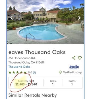 eaves Thousand Oaks - The top part is our monthly rent increase if we stay. The bottom is what Eaves is advertising for new tenants. - Apartments Near Me - Thousand Oaks, California