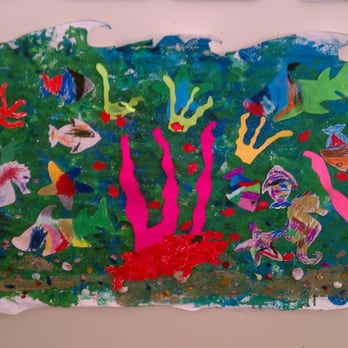 Pasadena Christian Preschool - The 4 year olds created this intricate Ocean Mural after learning all about Oceans and Sea Life during the summer program. - Preschools Near Me - Pasadena, California