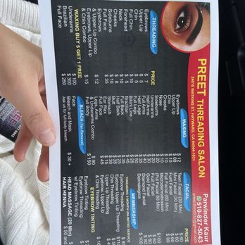 Preet Threading Salon - Service Menu/Prices - Skin Care Near Me - Hayward, California