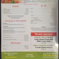 Pizza Town - Menu as of July 13 2024