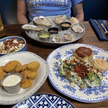 The Atlantic - Hog and Chunu Oysters, Brussel Apple Salad, fried pickles,crab cakes with broccoli salad - Seafood Near Me - Virginia Beach, Virginia The Atlantic - Hog and Chunu Oysters, Brussel Apple Salad, fried pickles,crab cakes with broccoli salad - Seafood Near Me - Virginia Beach, Virginia