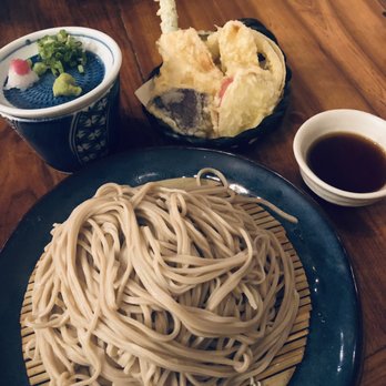 Kamonegi - ten zaru: soba with side of chilled zaru broth, seasonal vegetable tempura, wasabi, scallion - Japanese Near Me - Seattle, Washington