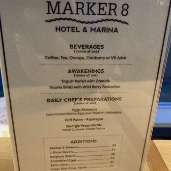 Marker 8 Hotel and Marina - Breakfast menu - Hotels Near Me - St. Augustine, Florida