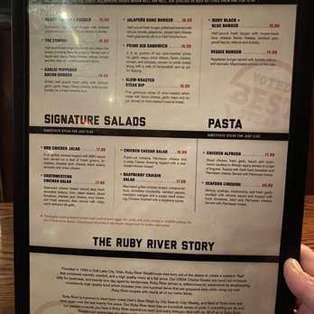 Ruby River Steakhouse - Burger menu - Steakhouses Near Me - Reno, Nevada