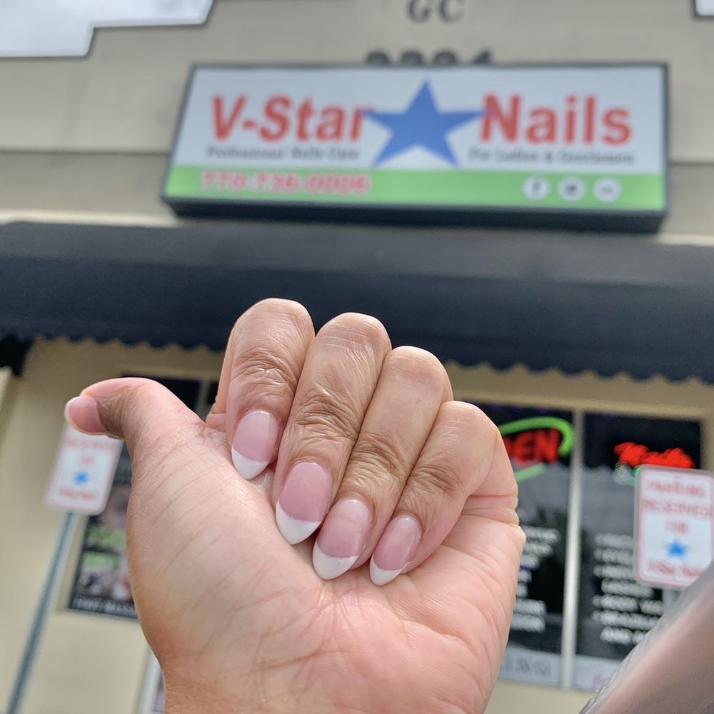 V-Star Nails - Almond French Tip - Nail Salons Near Me - Snellville, Georgia V-Star Nails - Almond French Tip - Nail Salons Near Me - Snellville, Georgia