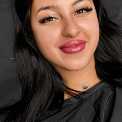Lip Blush and Volume Eyelash Extensions. This is right after the procedure.