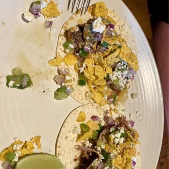 The Overpass Merchant - Pork Tacos (once again I was late on the take for the photo, there was one more). Loved the crumbles of Doritos on them. - Gastropubs Near Me - Baton Rouge, Louisiana The Overpass Merchant - Pork Tacos (once again I was late on the take for the photo, there was one more). Loved the crumbles of Doritos on them. - Gastropubs Near Me - Baton Rouge, Louisiana