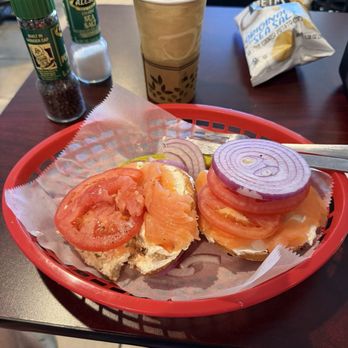 Cafe Bagel - Lox with all the toppings on a Rue bagel - Bagels Near Me - Venice, Florida