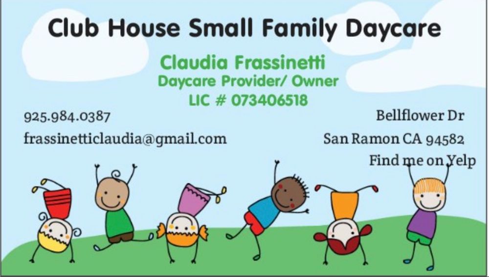 CLUB HOUSE SMALL FAMILY DAYCARE Updated September 2024 19 Reviews Bellflower Dr, San Ramon