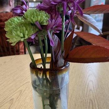 Franklin Square Deli - purple and green flowers in a glass vase - Delis Near Me - Kent, Ohio
