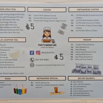 Thy’s Banh Mi - Drink menu - Vietnamese Near Me - London, Ontario