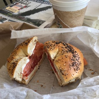 The Bagel Corner & Cafe - Everything bagel with lox, cream cheese, tomato and onion!! - Bagels Near Me - Middletown, New York