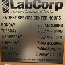 LabCorp service center hours: