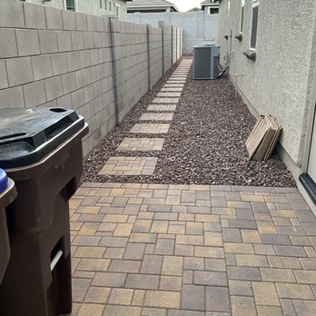 Cardinal Turf - Paver pad for trash and recycling and walkway - Artificial Turf Near Me Cardinal Turf - Paver pad for trash and recycling and walkway - Artificial Turf Near Me