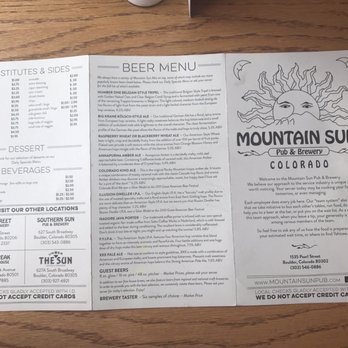 Mountain Sun Pub & Brewery - Menu - Pubs Near Me - Boulder, Colorado