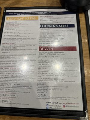 Menu photo 1 Mandola's Italian Kitchen Cedar Park, TX