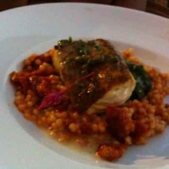 Poseidon on the Beach - seabass with cous cous - Seafood Near Me - Del Mar, California Poseidon on the Beach - seabass with cous cous - Seafood Near Me - Del Mar, California