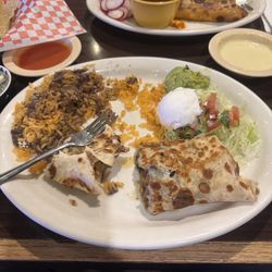 Steak burrito and Quesabirria tacos