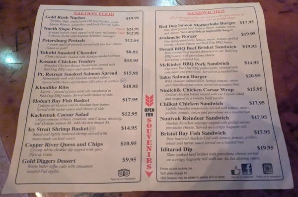 Menu photo 1 Red Dog Saloon Juneau, AK Menu photo 1 Red Dog Saloon Juneau, AK