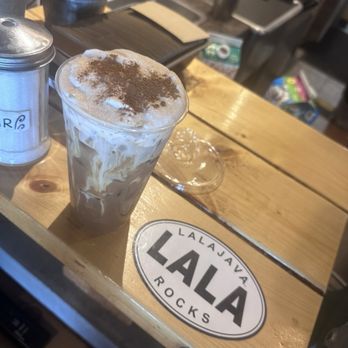 LalaJava - Pumpkin oat milk latte with pumpkin cold foam. - Cafes Near Me - Northborough, Massachusetts