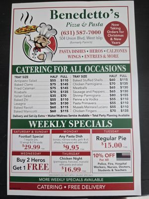 Menu photo 1 Benedetto's Pizza & Pasta West Islip, NY Menu photo 1 Benedetto's Pizza & Pasta West Islip, NY