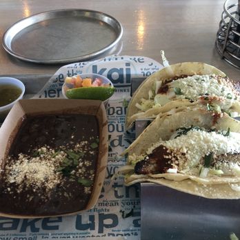 Kai Eats + Drinks - Fish tacos with side of beans - Tacos Near Me - Kailua-Kona, Hawaii Kai Eats + Drinks - Fish tacos with side of beans - Tacos Near Me - Kailua-Kona, Hawaii