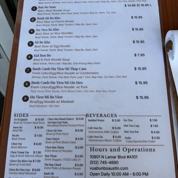 Vua Bun Bo - Menu - March 2026 - Vietnamese Near Me - Austin, Texas