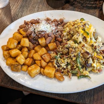 Cenote Grill - Nirvana scramble with potatoes (flour tortillas on side) was delicious! - Mexican Near Me - Escondido, California