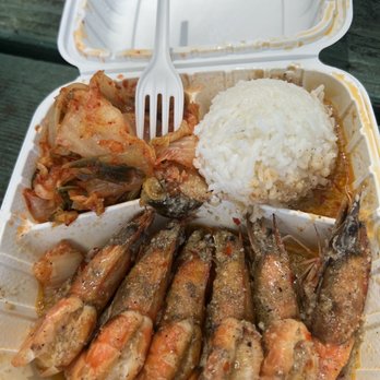 Wake Up Delicious - Garlic shrimps with kim chee - Hawaiian Near Me - Hanalei, Hawaii