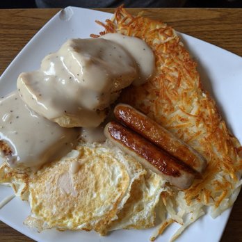 Kona Kitchen - Seattle - Biscuits and Gravy w hashbrowns, sausage links, and an overeasy egg (Sept 2021) - Hawaiian Near Me - Seattle, Washington Kona Kitchen - Seattle - Biscuits and Gravy w hashbrowns, sausage links, and an overeasy egg (Sept 2021) - Hawaiian Near Me - Seattle, Washington