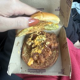 Deluxe McCrispy without lettuce and tomato. Deluxe McCrispy without lettuce and tomato.