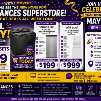 Appliances Superstore - New Location, 301 Plaza Dr, Greenville, NC 27858 - Appliances Near Me - Greenville, North Carolina Appliances Superstore - New Location, 301 Plaza Dr, Greenville, NC 27858 - Appliances Near Me - Greenville, North Carolina
