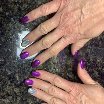 Top Nails & Spa - Whole hands with hologram ring finger & purple chrome nails - Nail Salons Near Me - Sacramento, California Top Nails & Spa - Whole hands with hologram ring finger & purple chrome nails - Nail Salons Near Me - Sacramento, California