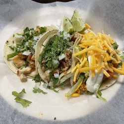 The Taco Shop - Tacos (left to right): Grilled chicken, Fish (Tilapia), and Veggie