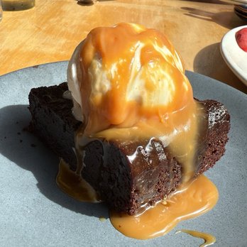 Park & Grove - Flourless Chocolate Cake with vanilla gelato and caramel - Breakfast & Brunch Near Me - Charleston, South Carolina Park & Grove - Flourless Chocolate Cake with vanilla gelato and caramel - Breakfast & Brunch Near Me - Charleston, South Carolina
