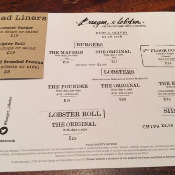 Burger & Lobster - Menu - American Near Me - London, XGL