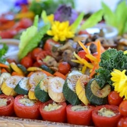 Kangaroo Kitchen & Catering - Assorted grilled and roasted vegetable platter served with a fresh rosemary and honey mustard dressing