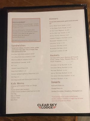 Menu photo 7 Clear Sky Lodge Anderson, AK