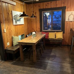 a table and benches