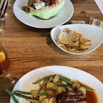 A'Bouzy - Oyster wedge salad (odd thousand island type dressing). Filet with lyonnaise potatoes. - Champagne Bars Near Me - Houston, Texas A'Bouzy - Oyster wedge salad (odd thousand island type dressing). Filet with lyonnaise potatoes. - Champagne Bars Near Me - Houston, Texas
