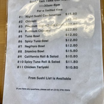 Sushi Ken - Take out menu as of 06/22/2020 - Sushi Bars Near Me - Torrance, California Sushi Ken - Take out menu as of 06/22/2020 - Sushi Bars Near Me - Torrance, California